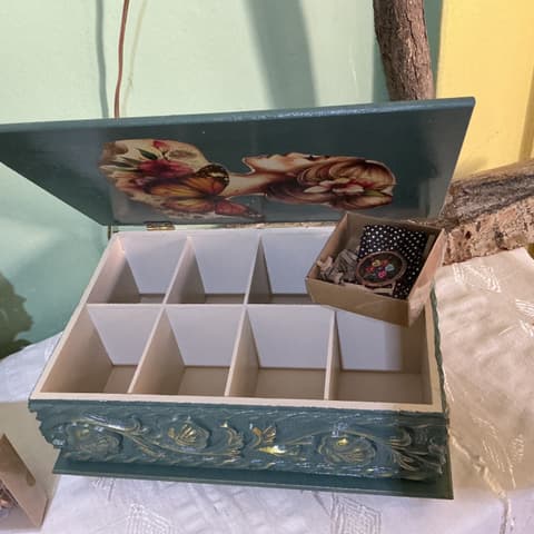 Ahşap el boyaması takı kutusu